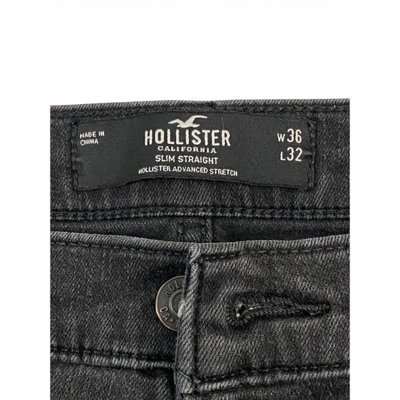 Hollister Slim Straight Mens Black Jeans Size W36 L32 Advanced Stretch - Picture 4 of 8